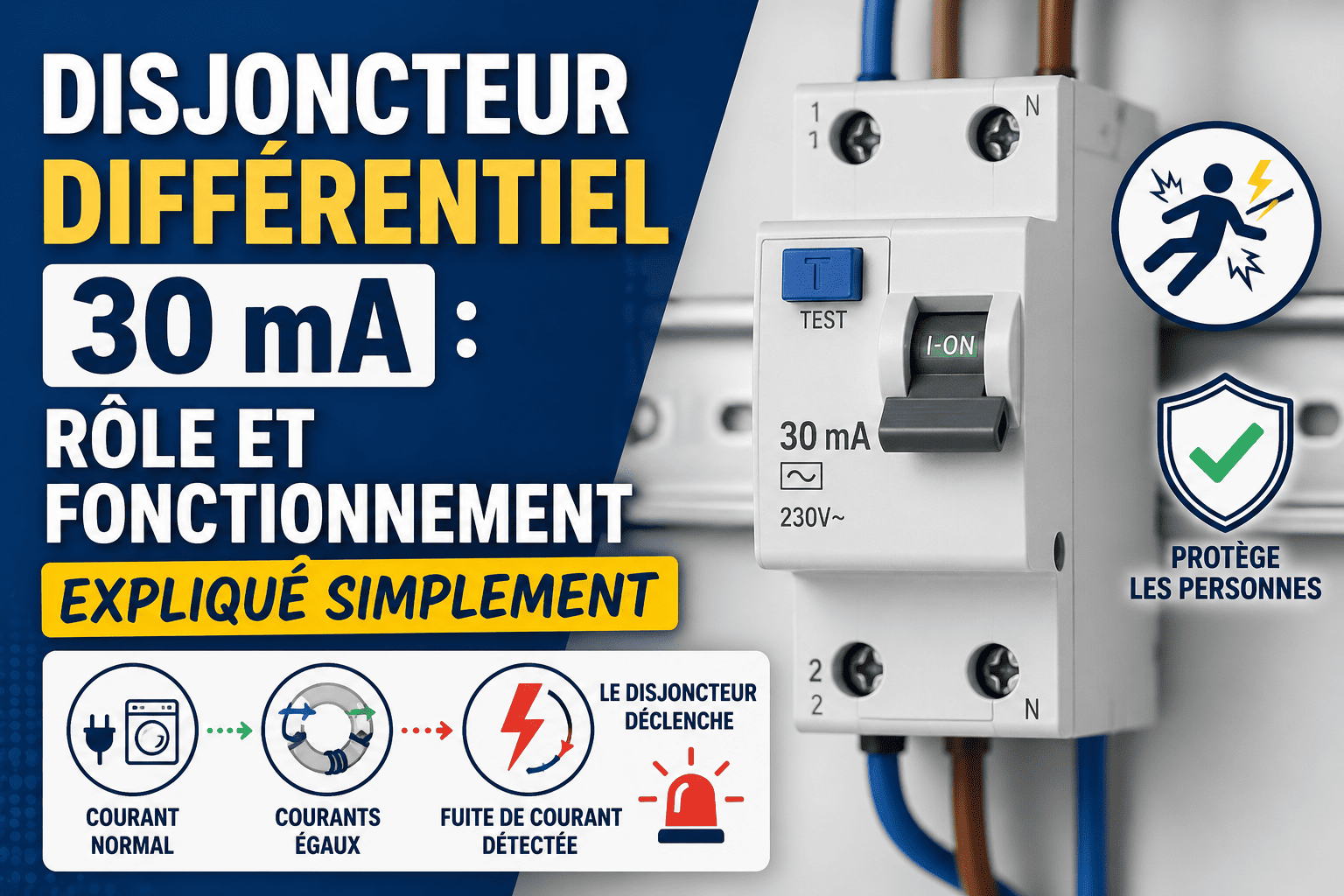 Disjoncteur différentiel 30 mA : rôle et fonctionnement expliqué simplement