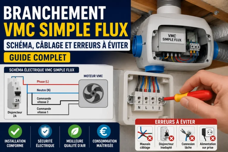 Branchement VMC simple flux : schéma, câblage et erreurs à éviter (guide complet)